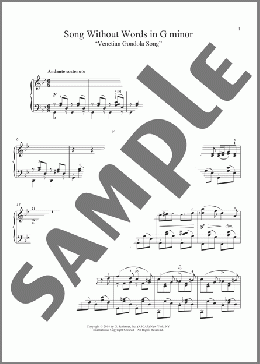 Song Without Words In G Minor ”Venetian Gondola Song,” Op. 19, No. 6(Felix Mendelssohn) 楽譜 ピアノ（ソロ） ダウンロード