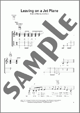Leaving On A Jet Plane(John Denver/Peter, Paul & Mary) 楽譜 ウクレレ（弾き語り） ダウンロード