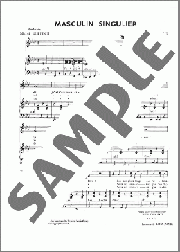 Masculin Singulier(Michel Delpech) 楽譜 ピアノ & ボーカル ダウンロード