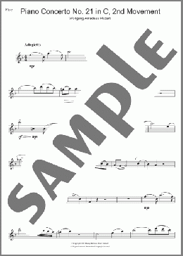 Piano Concerto No. 21 In C Major (Second Movement)(Wolfgang Amadeus Mozart) 楽譜 フルート ダウンロード