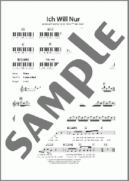 Ich Will Nur(Philipp Poisel) 楽譜 ピアノ（歌詞 & コード） ダウンロード