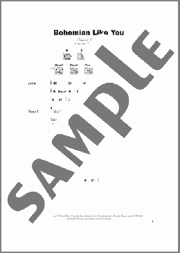 Bohemian Like You(The Dandy Warhols) 楽譜 ギター（コード） ダウンロード
