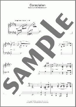 Consolation(Felix Mendelssohn) 楽譜 ピアノ（ソロ） ダウンロード