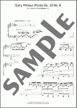 Song Without Words, Op. 38, No. 6 'Duetto'(Felix Mendelssohn) 楽譜 ピアノ（ソロ） ダウンロード