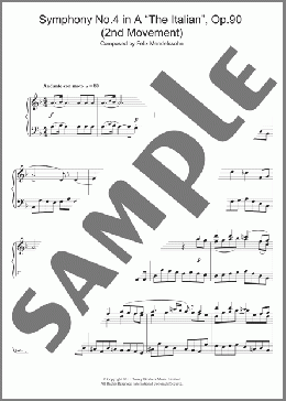 Symphony No.4 'The Italian' (2nd Movement: Andante Con Moto)(Felix Mendelssohn) 楽譜 ピアノ（ソロ） ダウンロード