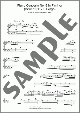 Piano Concerto No. 5 in F minor (BWV 1056-II: Largo)(Johann Sebastian Bach) 楽譜 ピアノ（ソロ） ダウンロード