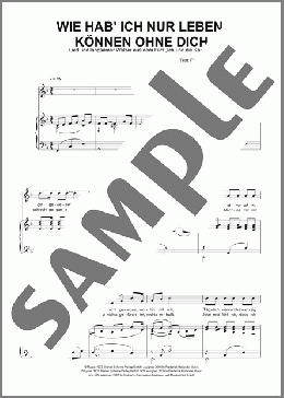 Wie Hab' Ich Nur Leben Konnen Ohne Dich(Friedrich Hollaender) 楽譜 ピアノ & ボーカル ダウンロード
