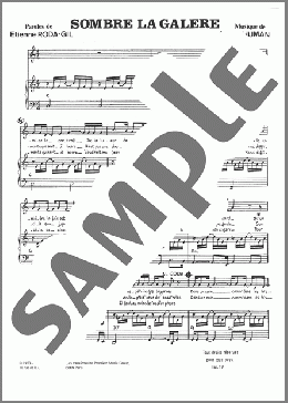 Sombre La Galere(Mort Shuman) 楽譜 ピアノ & ボーカル ダウンロード