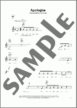 Apologize(Timbaland featuring OneRepublic) 楽譜 ウクレレ（弾き語り） ダウンロード