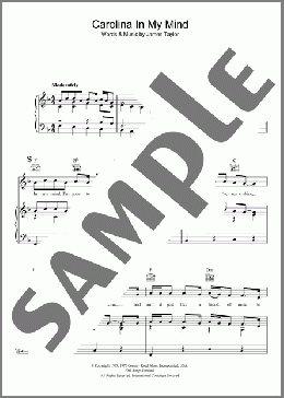 Carolina In My Mind(James Taylor) 楽譜 ピアノ & ボーカル & ギター ダウンロード