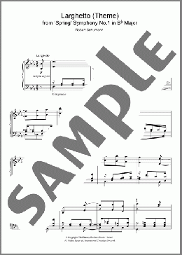 Larghetto (Theme) from 'Spring' Symphony No.1 in Bb Major(Robert Schumann) 楽譜 ピアノ（ソロ） ダウンロード