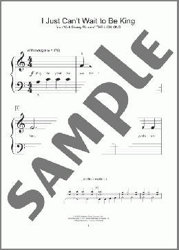 I Just Can't Wait To Be King (from The Lion King) (arr. Phillip Keveren)(Tim Rice/Elton John) 楽譜 ピアノ（ソロ） ダウンロード