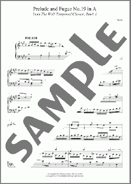 Prelude and Fugue No. 19 In A Major (BWV 864 From 'The Well-Tempered Clavier, Book 1')(Johann Sebastian Bach) 楽譜 ピアノ（ソロ） ダウンロード
