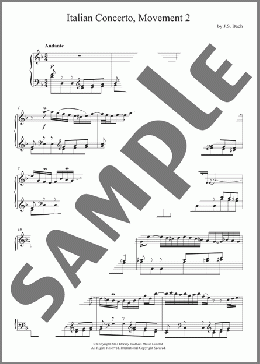 Italian Concerto (2nd Movement: Andante)(Johann Sebastian Bach) 楽譜 ピアノ（ソロ） ダウンロード