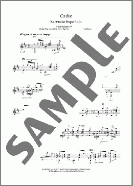 Cadiz(Isaac Albeniz) 楽譜 メロディ ダウンロード