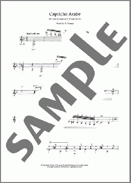 Capricho Arabe(Francisco Tarrega) 楽譜 メロディ ダウンロード
