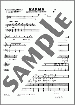 Karma (Naitre Mourir Et Renaitre)(Billy Bridge) 楽譜 ピアノ & ボーカル ダウンロード