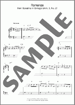 Romanze From Sonatina In G Major (Anh. 5, No. 2)(Ludwig Van Beethoven) 楽譜 ピアノ（ソロ） ダウンロード