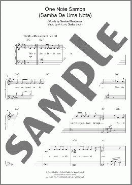 One Note Samba (Samba De Uma Nota)(Antonio Carlos Jobim) 楽譜 ピアノ & ボーカル ダウンロード
