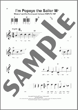I'm Popeye The Sailor Man(Sammy Lerner) 楽譜 ピアノ（ソロ） ダウンロード
