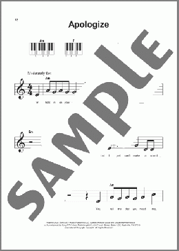 Apologize(Timbaland featuring OneRepublic) 楽譜 ピアノ（ソロ） ダウンロード