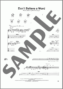 Don't Believe A Word(Thin Lizzy) 楽譜 ギター（ソロ） ダウンロード