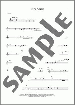 Apologize(OneRepublic) 楽譜 アルトサックス（ソロ） ダウンロード