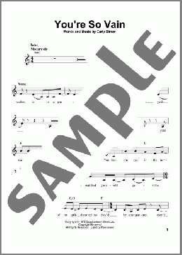 You're So Vain(Carly Simon) 楽譜 その他 ダウンロード