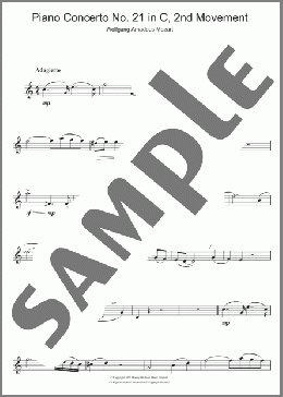 Piano Concerto No. 21 In C Major (Second Movement)(Wolfgang Amadeus Mozart) 楽譜 アルトサックス（ソロ） ダウンロード