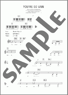 You're So Vain(Carly Simon) 楽譜 ピアノ（歌詞 & コード） ダウンロード