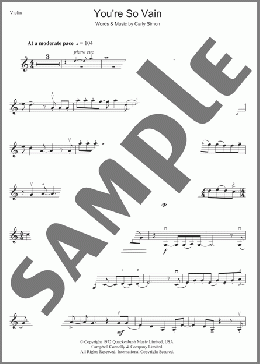 You're So Vain(Carly Simon) 楽譜 バイオリン ダウンロード