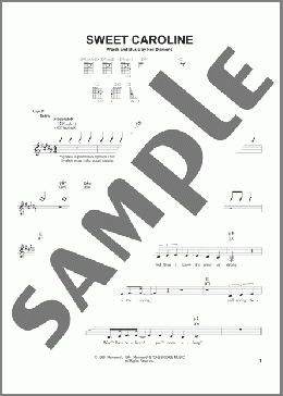 Sweet Caroline(Neil Diamond) 楽譜 メロディ ダウンロード