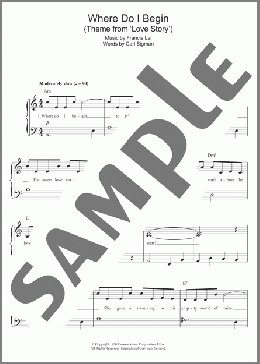 Where Do I Begin(C Sigman/Carl Sigman/Francis Lai) 楽譜 ピアノ（ソロ） ダウンロード