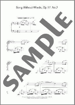 Song Without Words, Op.17, No.3(Gabriel Faure) 楽譜 ピアノ（ソロ） ダウンロード