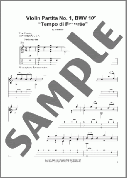 Tempo Di Bourree, BWV 1002(Johann Sebastian Bach) 楽譜 ウクレレ（ソロ） ダウンロード