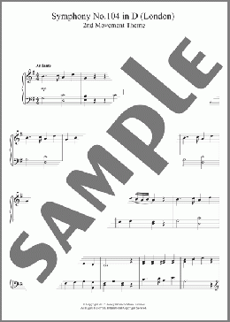 Symphony No.104 in D (London) 2nd Movement Theme(Franz Joseph Haydn) 楽譜 ピアノ（ソロ） ダウンロード