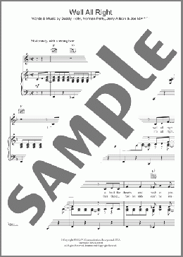 Well All Right(Buddy Holly) 楽譜 その他 ダウンロード