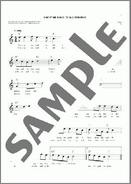 Carry Me Back To Old Virginny(JAMES A. BLAND) 楽譜 その他 ダウンロード