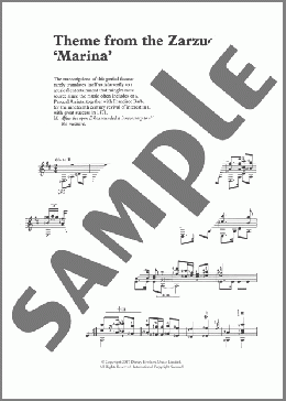 Theme from the Zarzuela 'Marina'(Pascual Arrieta) 楽譜 ギター（その他） ダウンロード