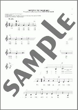 I'm Popeye The Sailor Man(Sammy Lerner) 楽譜 その他 ダウンロード