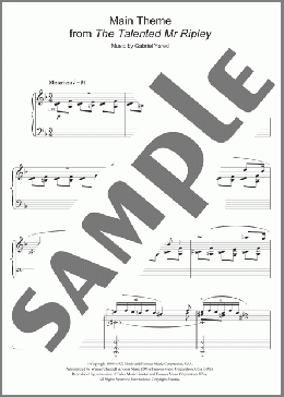 Main Theme (from The Talented Mr Ripley)(Gabriel Yared) 楽譜 ピアノ（ソロ） ダウンロード