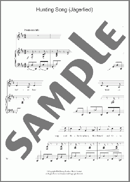 Hunting Song (Jagerlied)(Edvard Grieg) 楽譜 ピアノ & ボーカル ダウンロード