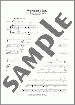 Watchman's Song, Op. 12, No. 3(Edvard Grieg) 楽譜 その他 ダウンロード