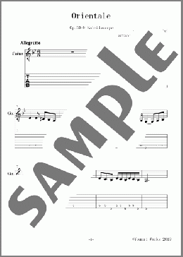 Orientale from Op.50-9 Kaleidoscope／オリエンタル～万華鏡より～ギターTAB譜(Vn.or Viper+C.G)(Cesarius Benjaminus Cui) 楽譜 アンサンブル（パート） ダウンロード