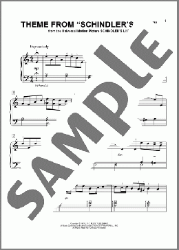 Theme From Schindler's List(John Williams) 楽譜 ピアノ（ソロ） ダウンロード