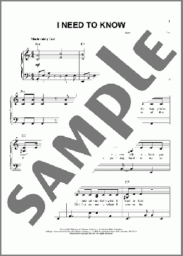 I Need To Know(Marc Anthony) 楽譜 ピアノ（ソロ） ダウンロード