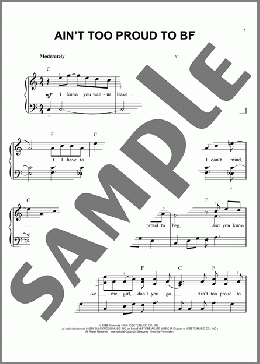 Ain't Too Proud To Beg(The Temptations) 楽譜 ピアノ（ソロ） ダウンロード