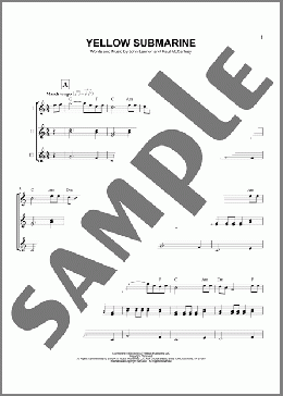 Yellow Submarine(The Beatles) 楽譜 ウクレレ（アンサンブル） ダウンロード