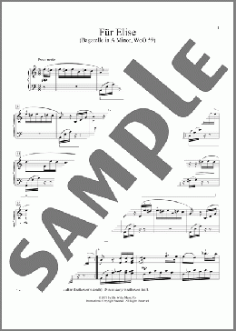 Bagatelle In A Minor ”Fur Elise,” WoO 59(Ludwig van Beethoven) 楽譜 ピアノ（ソロ） ダウンロード