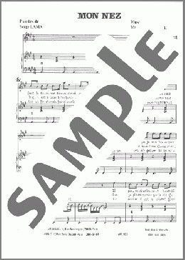 Mon Nez(Marie Paule Belle/Serge Lama/Serge Lama and Marie Paule Belle) 楽譜 ピアノ & ボーカル ダウンロード